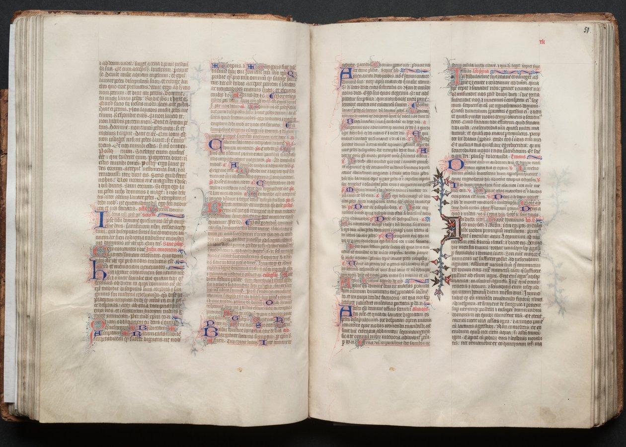 Gothan messali: Fol. 50v, teksti, c. 1375. tekijältä Master of the Boqueteaux
