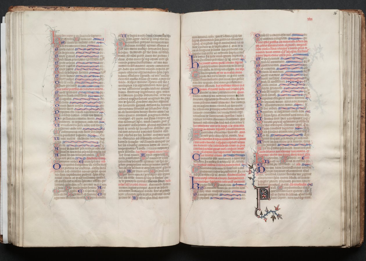 Gothan messali: Fol. 55v, teksti, c. 1375. tekijältä Master of the Boqueteaux