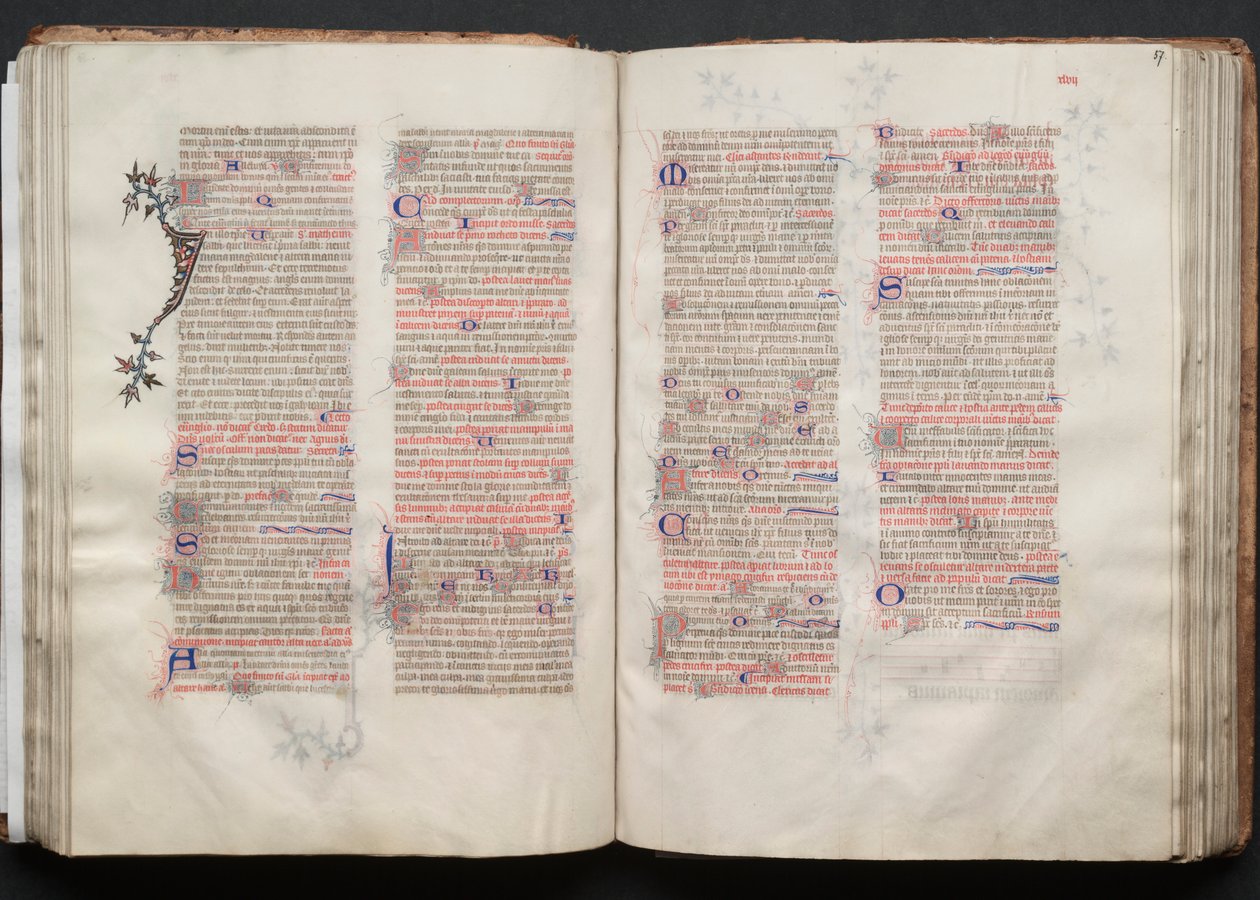 Gothan messali: Fol. 57r, Teksti, c. 1375. tekijältä Master of the Boqueteaux