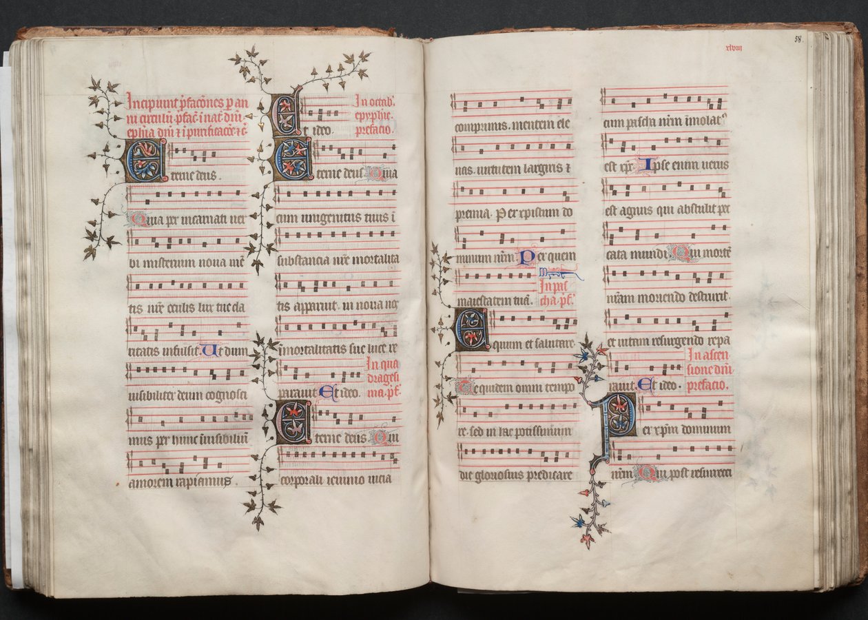 Gothan messali: Fol. 58r, Teksti, c. 1375. tekijältä Master of the Boqueteaux