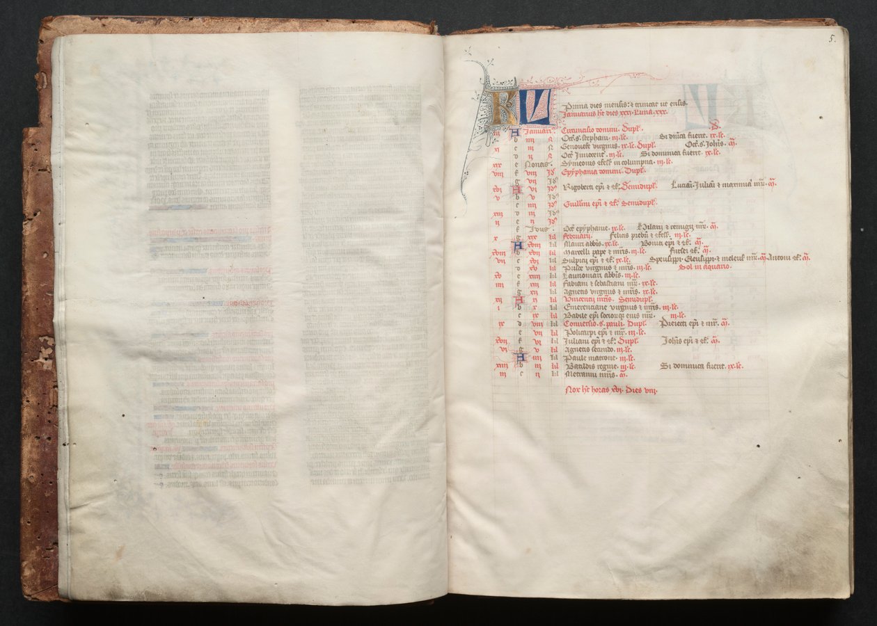 Gothan messali: Fol. 5r, Teksti , c. 1375. tekijältä Master of the Boqueteaux