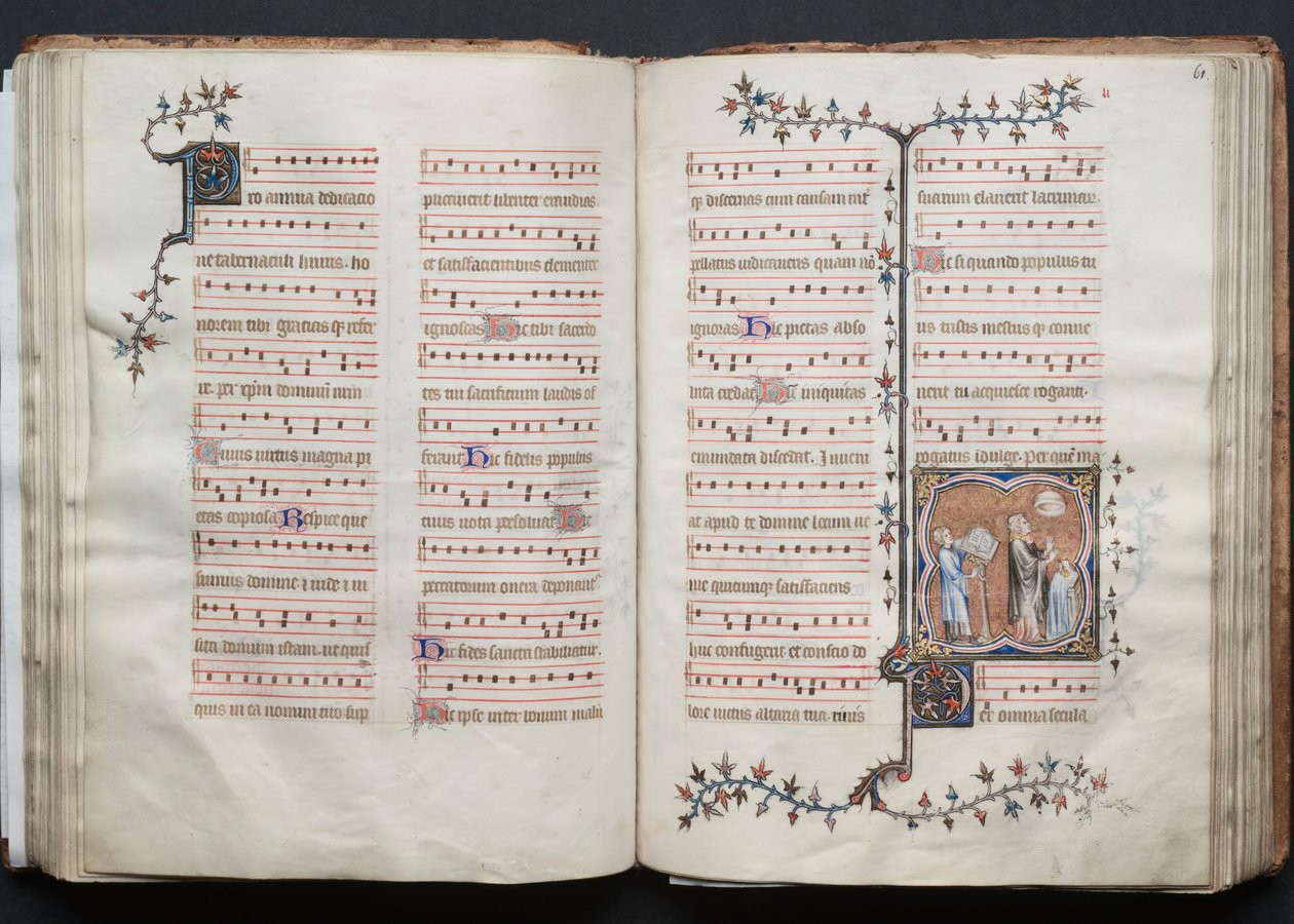 Gothan messali: Fol. 60v, teksti, c. 1375. tekijältä Master of the Boqueteaux