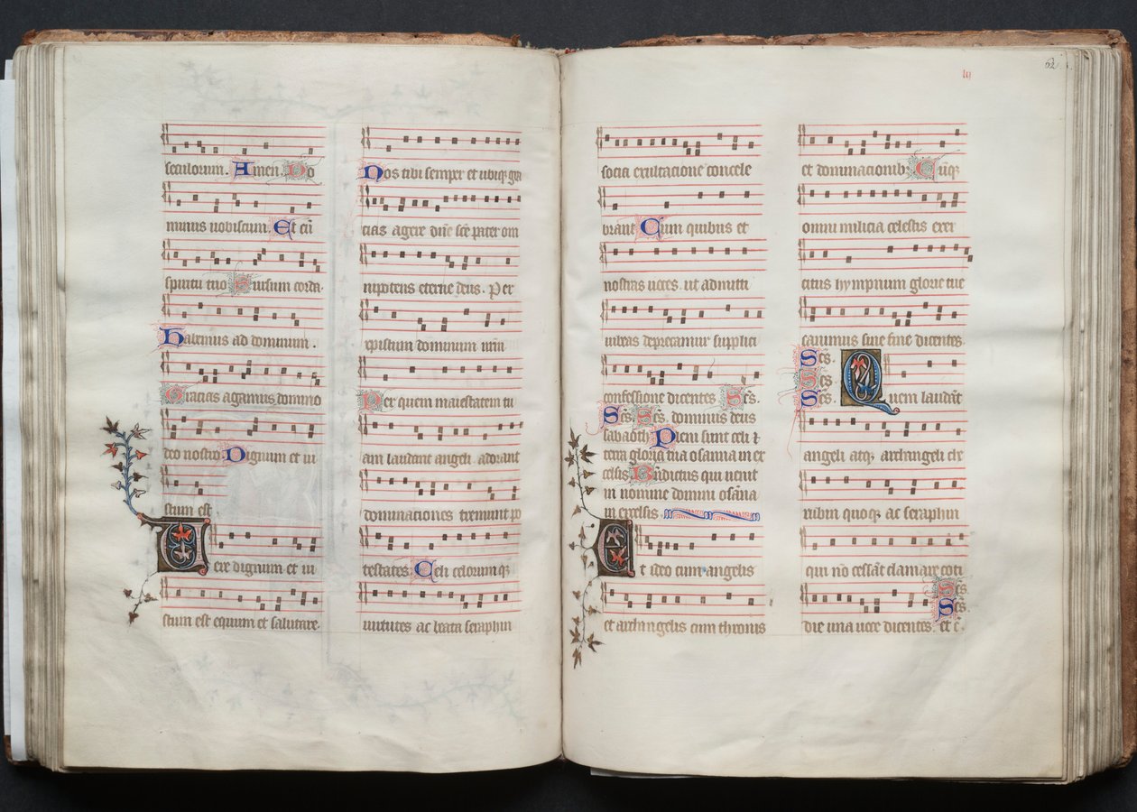 Gothan messali: Fol. 61v, teksti, c. 1375. tekijältä Master of the Boqueteaux