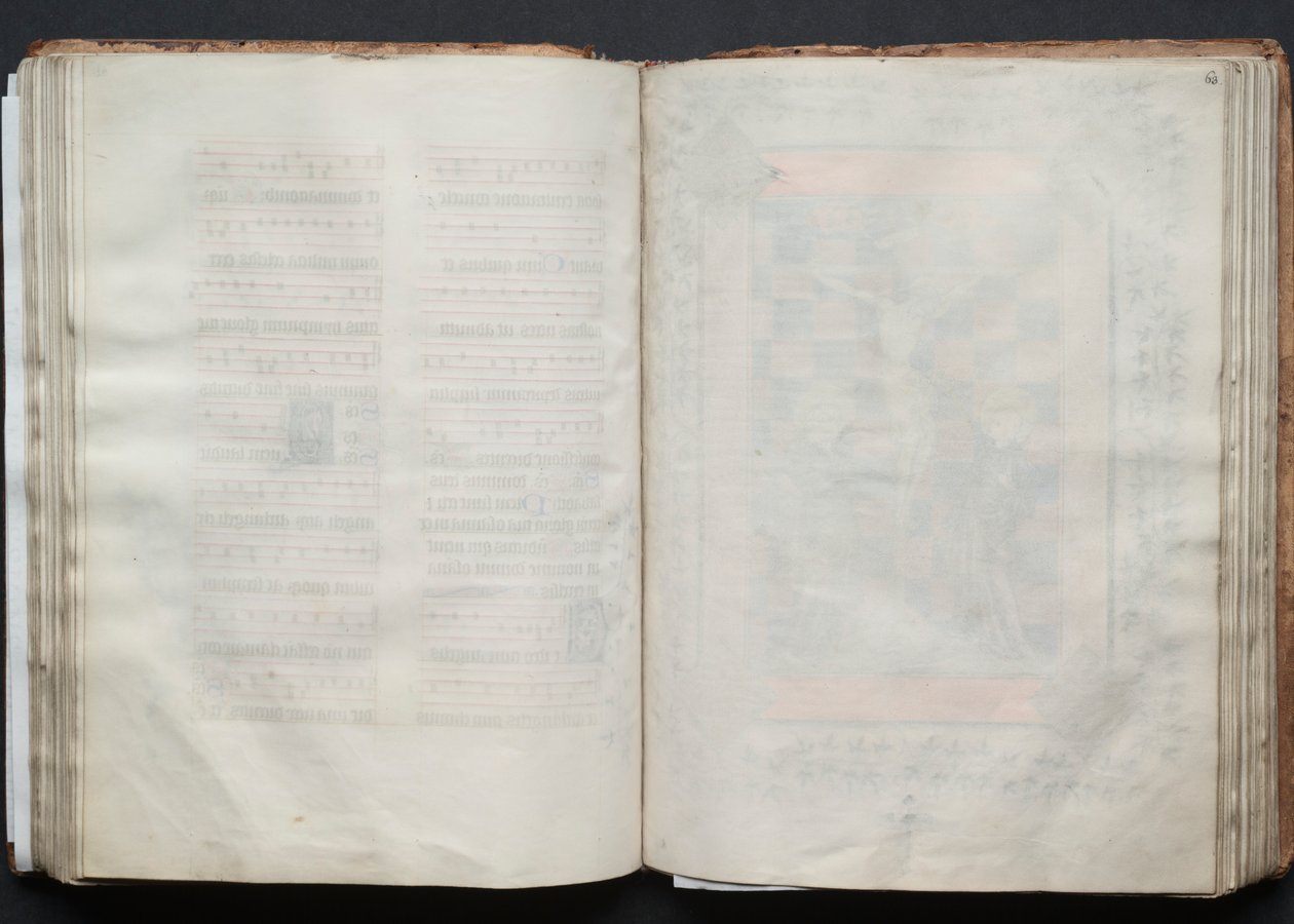 The Gotha Missal: Fol. 63r, Text, c. 1375.  tekijältä Master of the Boqueteaux