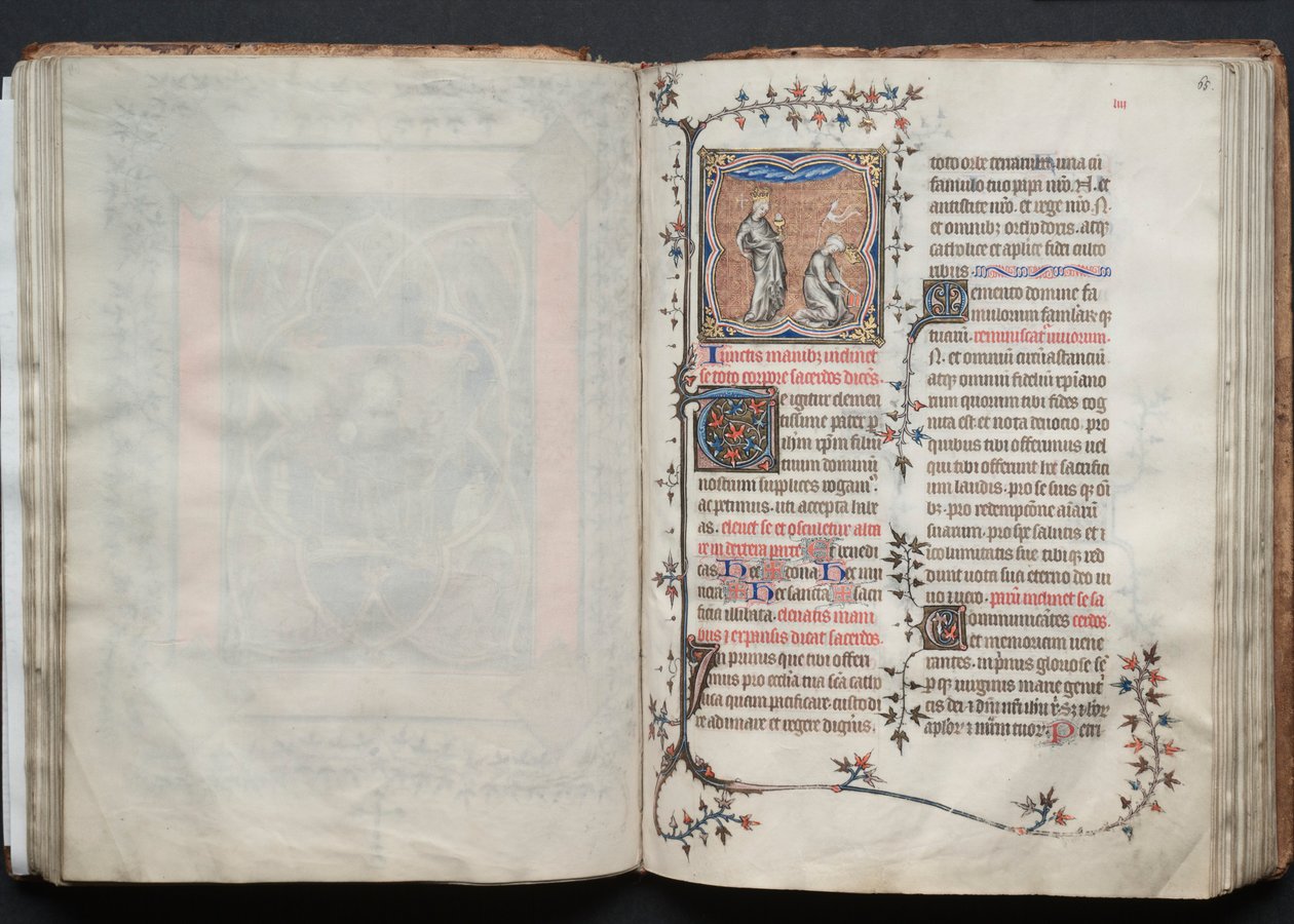 Gothan messali: Fol. 64v, teksti, c. 1375. tekijältä Master of the Boqueteaux