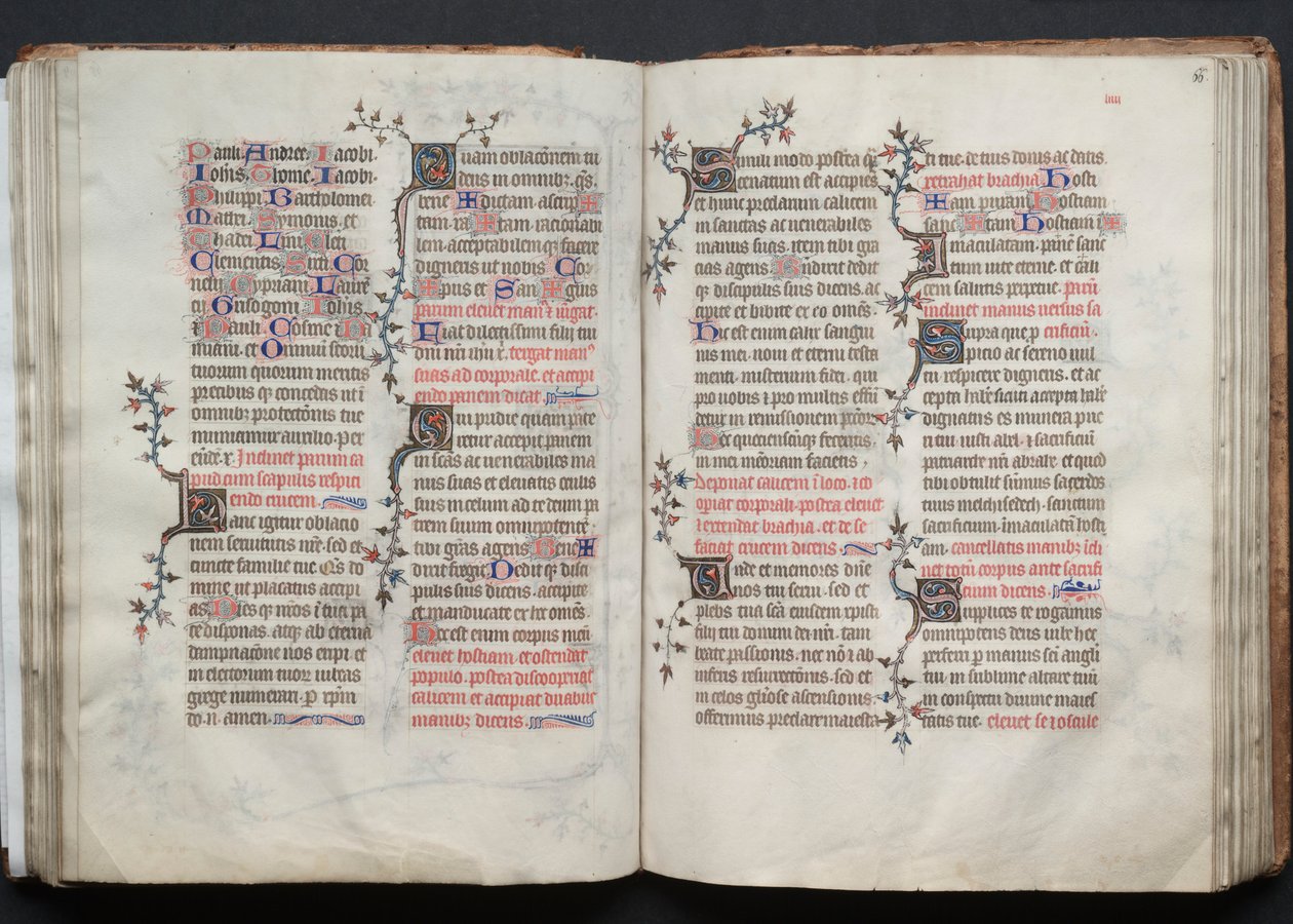 Gothan messali: Fol. 65v, teksti, c. 1375. tekijältä Master of the Boqueteaux