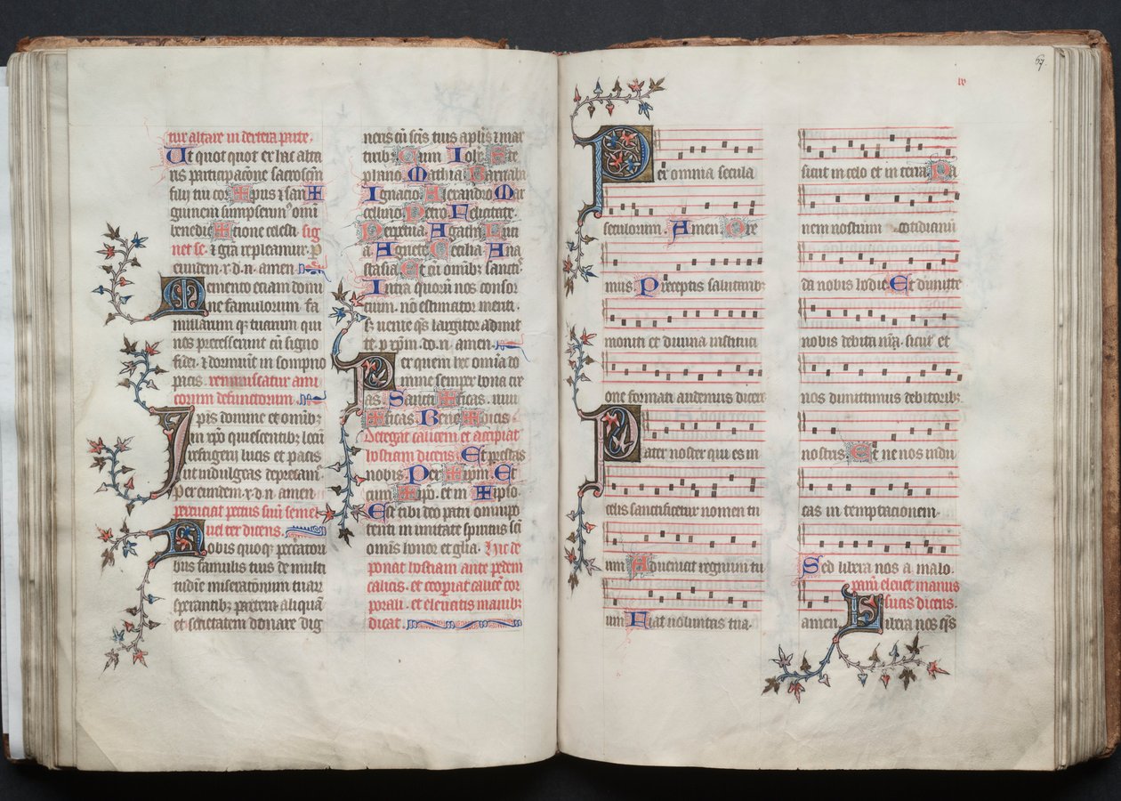 El Missal de Gotha: Fol. 66v, Text, c. 1375. finlandès tekijältä Master of the Boqueteaux