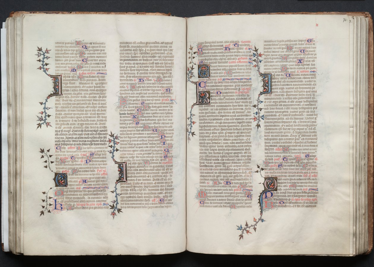 Gothan messali: Fol. 71v, teksti, c. 1375. tekijältä Master of the Boqueteaux