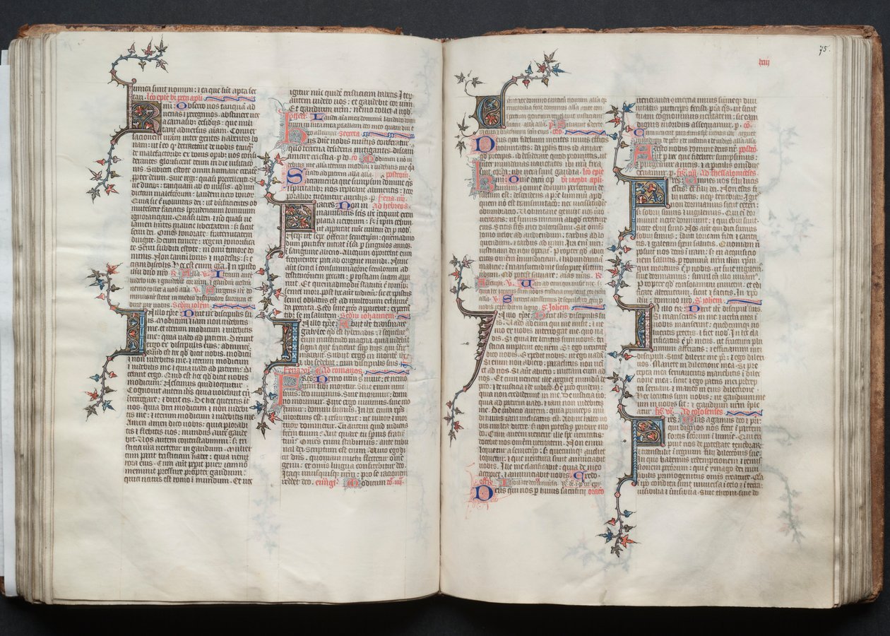 Gothan messali: Fol. 75r, teksti, c. 1375. tekijältä Master of the Boqueteaux