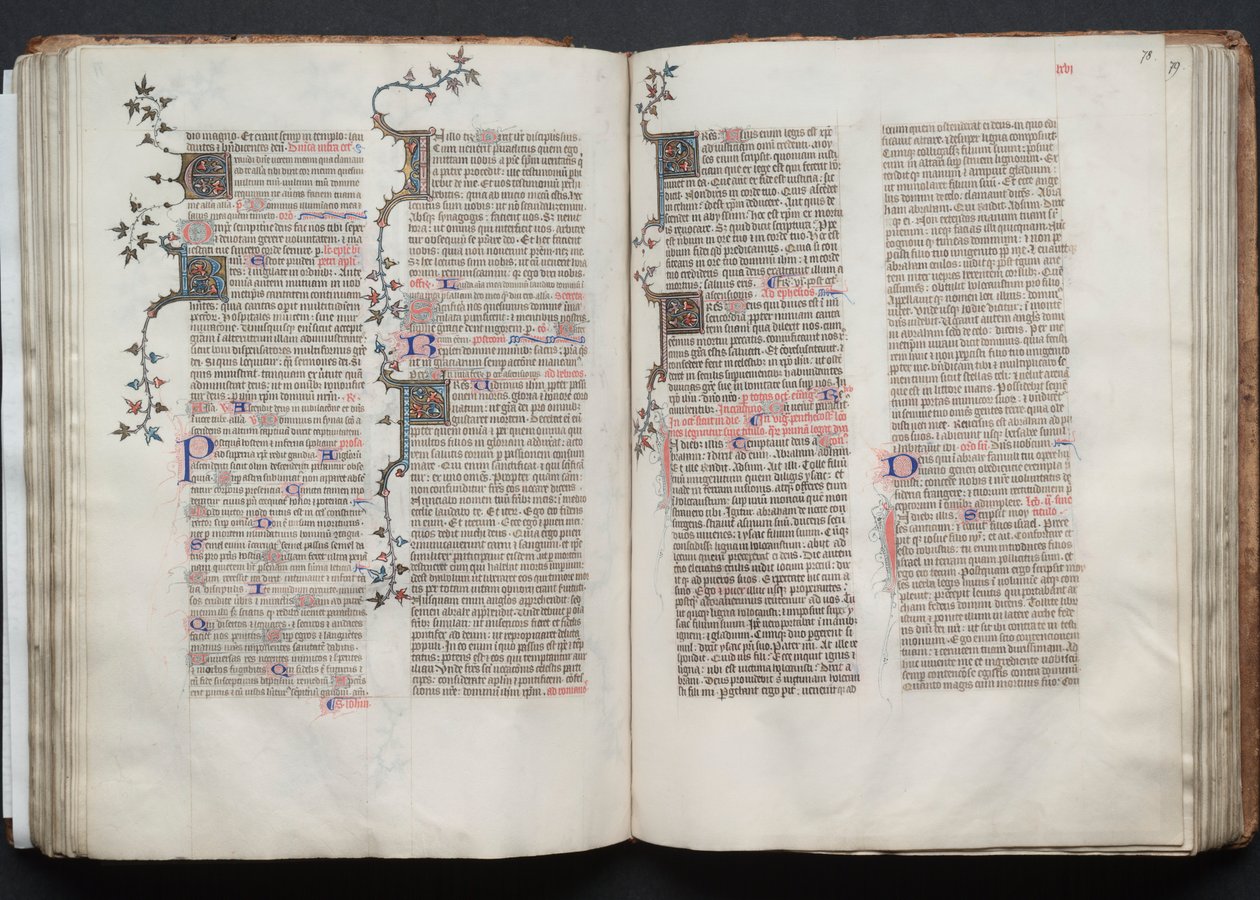 Gothan messali: Fol. 77v, teksti, c. 1375. tekijältä Master of the Boqueteaux