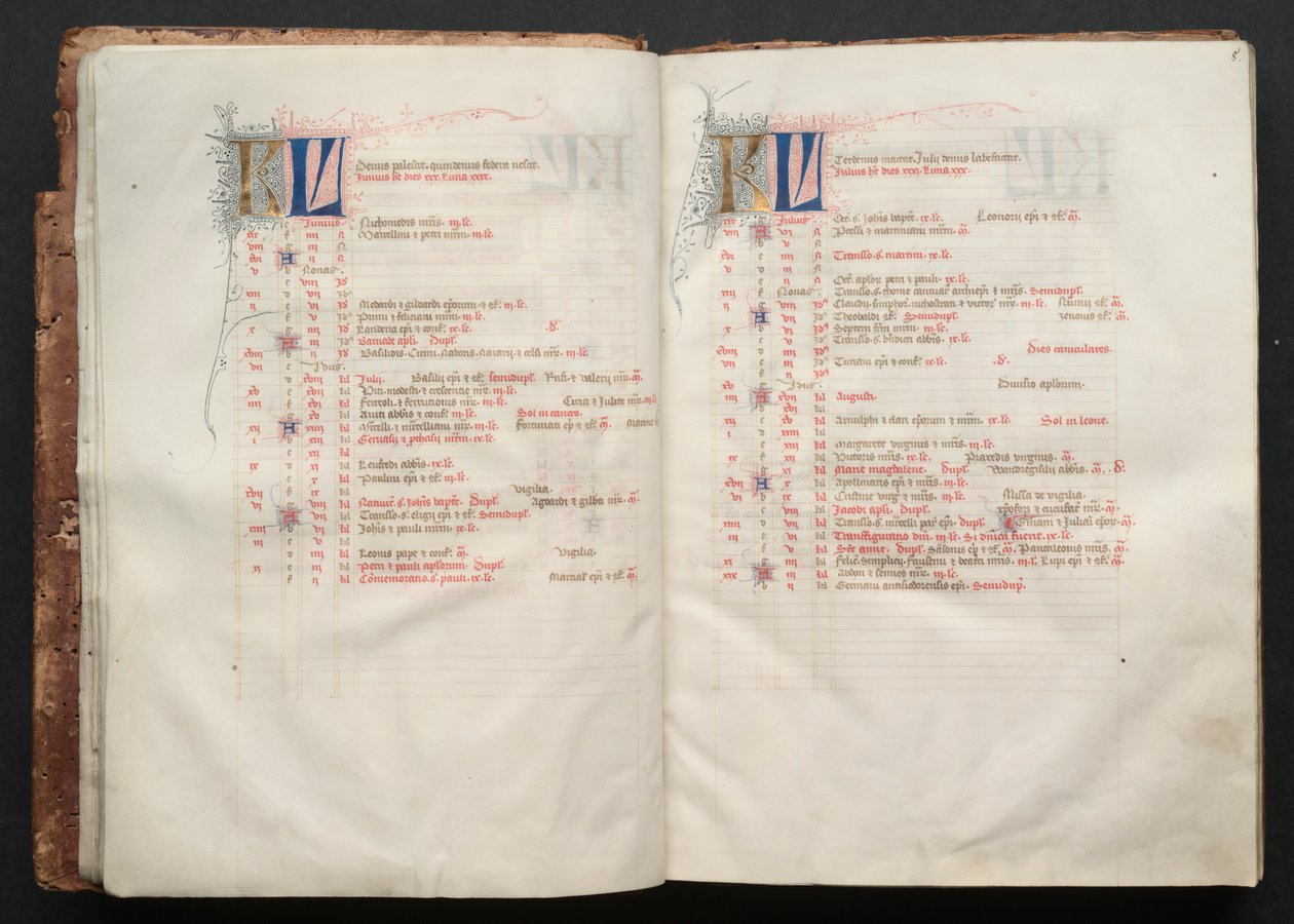 Gothan messali: Fol. 8r, teksti, c. 1375. tekijältä Master of the Boqueteaux