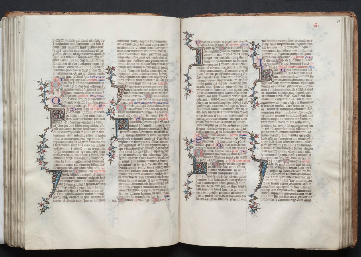 Gothan messali: Fol. 92v, teksti, c. 1375. tekijältä Master of the Boqueteaux