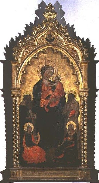 Madonna ja lapsi pyhien kanssa (tempera paneelissa) tekijältä Master of the Borgo alla Collina