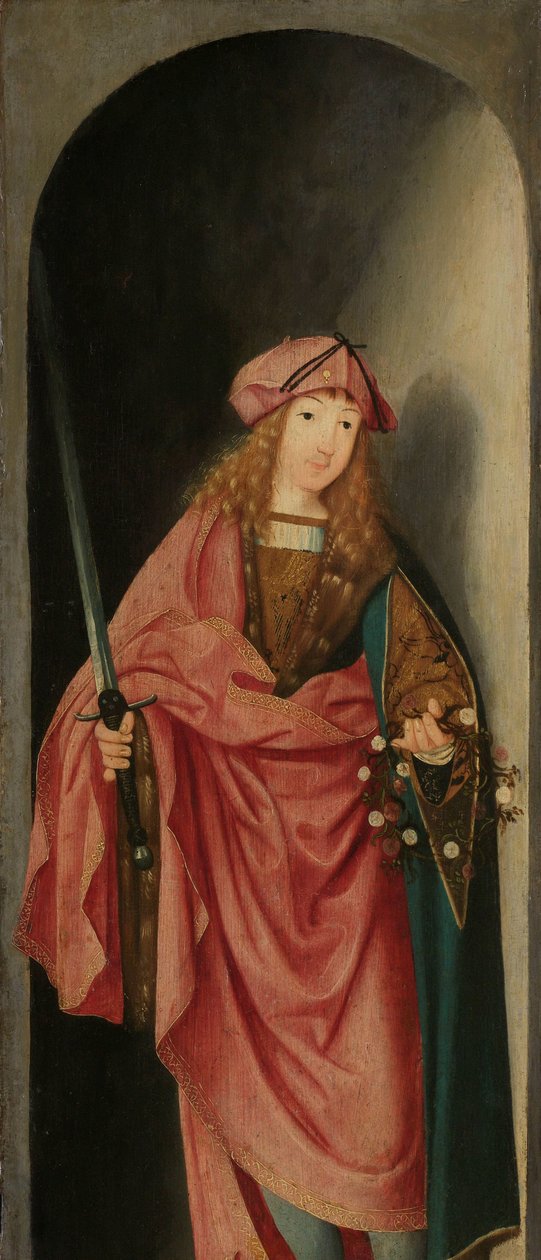 Pyhä Valerianus, triptyykin vasen siipi tekijältä Master of the Brunswick Diptych (attributed to)