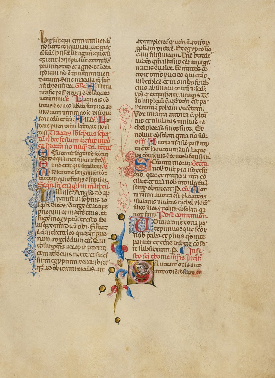 Alkukirjain G: Saint Thomas Becket tekijältä Master of the Brussels Initials