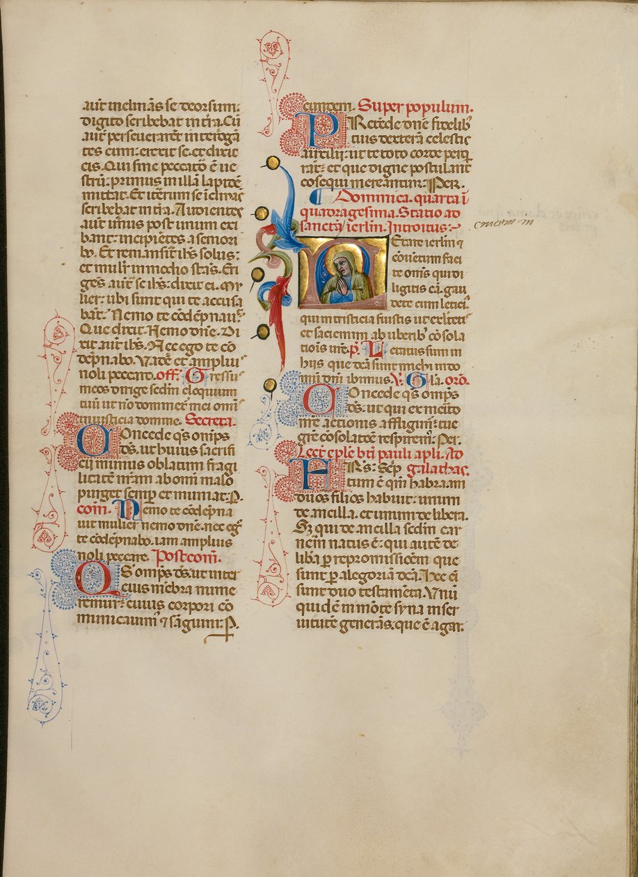 Alkukirjain L: Neitsyt rukoilemassa tekijältä Master of the Brussels Initials
