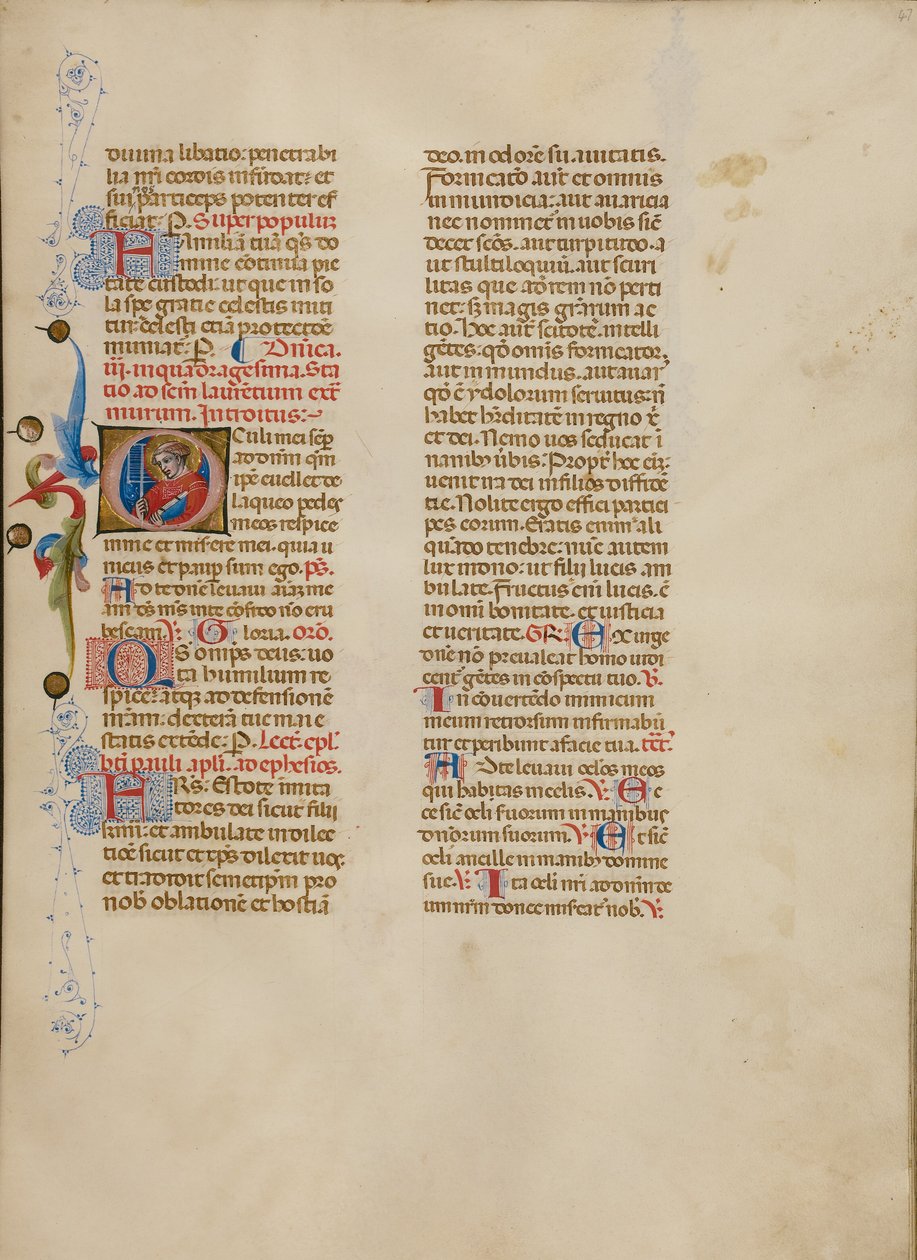 Alkukirjain O: Saint Lawrence tekijältä Master of the Brussels Initials