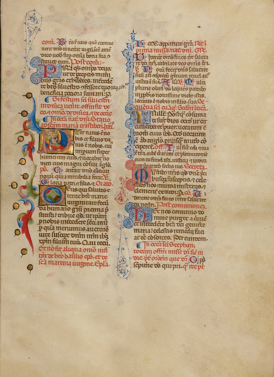 Alkukirjain P: Paavin siunaus tekijältä Master of the Brussels Initials