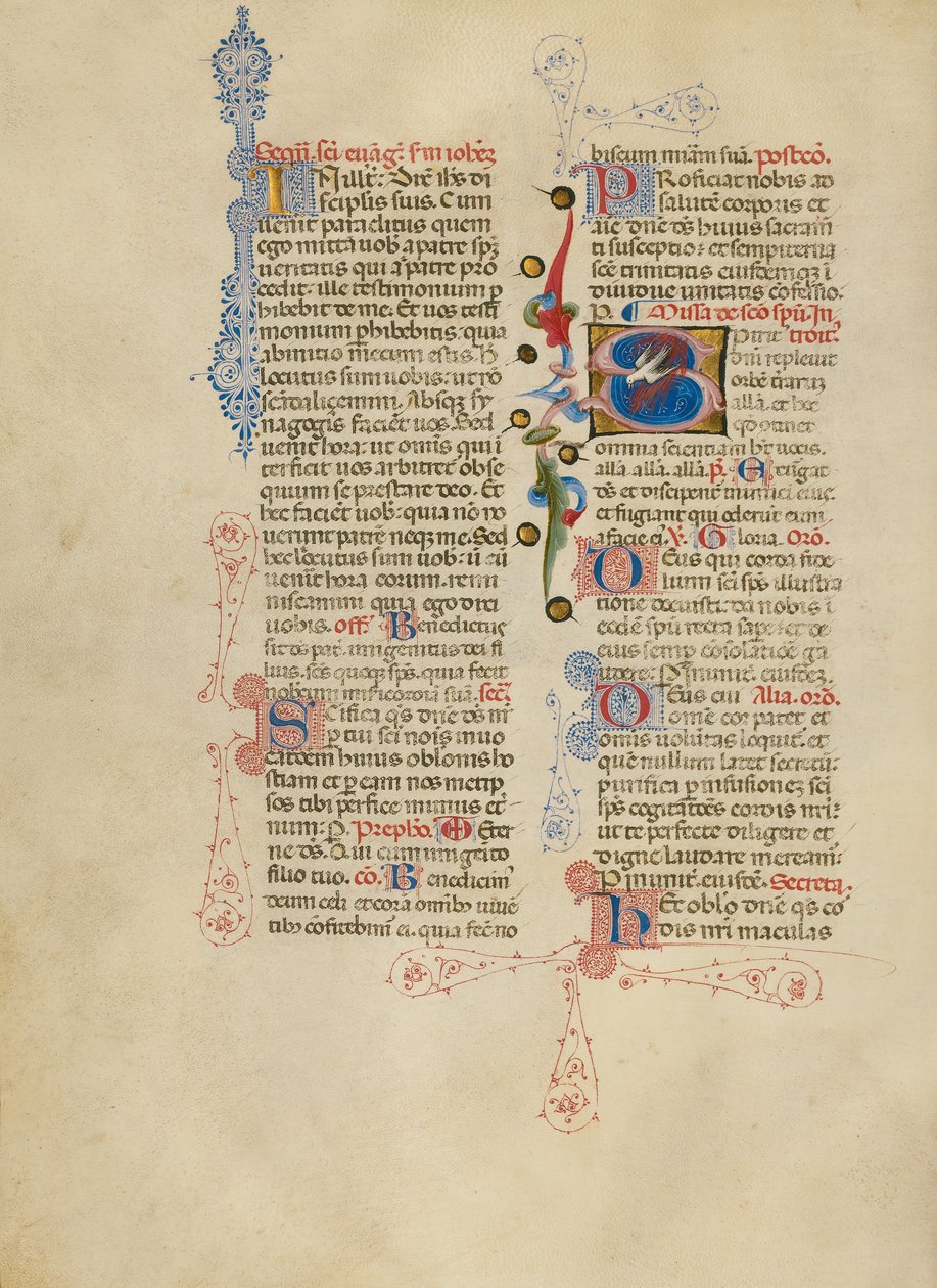 Alkuperäinen S: Pyhän Hengen kyyhkynen tekijältä Master of the Brussels Initials