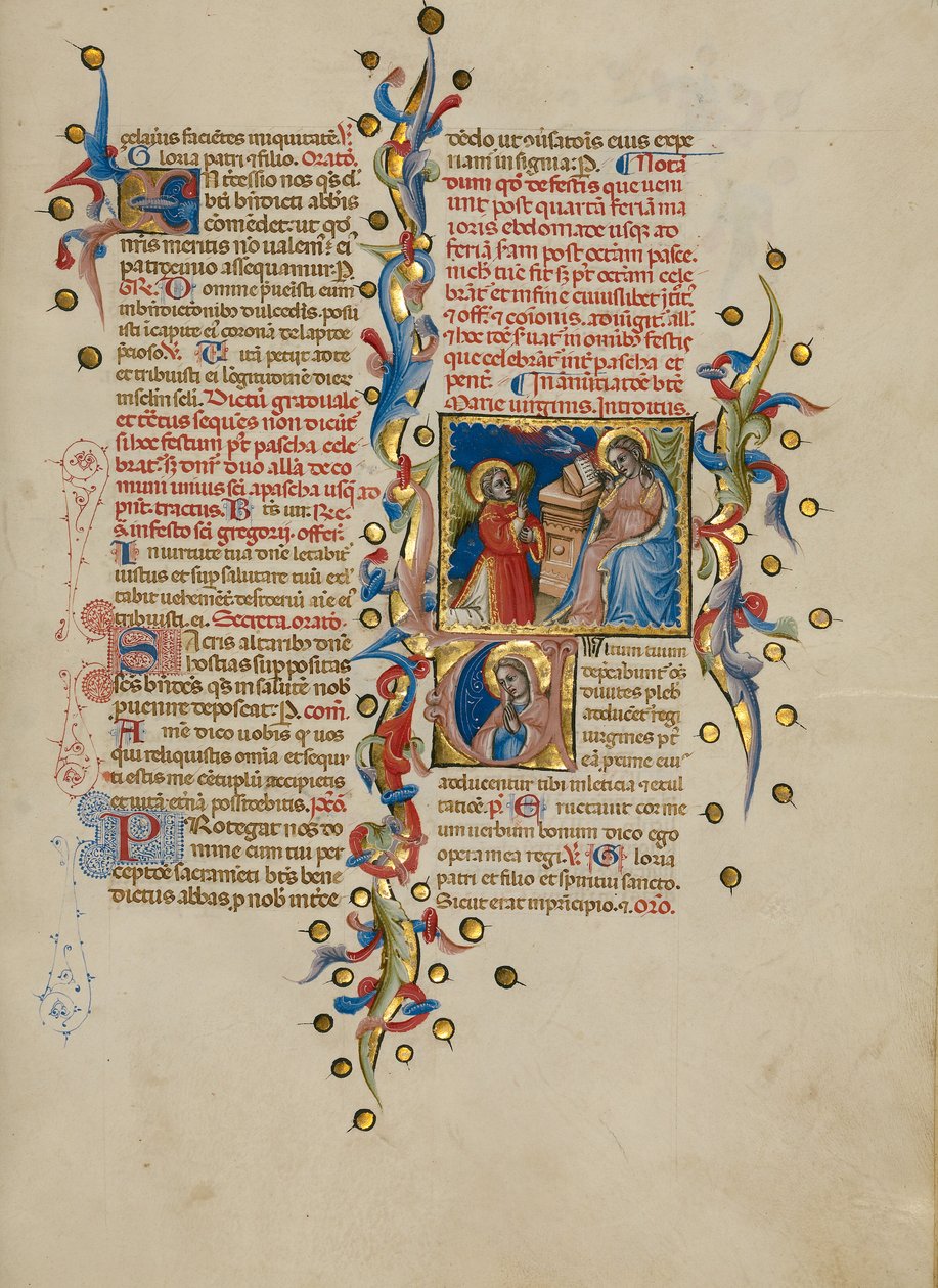 Ilmestyskirjan alkuosa V: Neitsyt rukoilemassa. tekijältä Master of the Brussels Initials