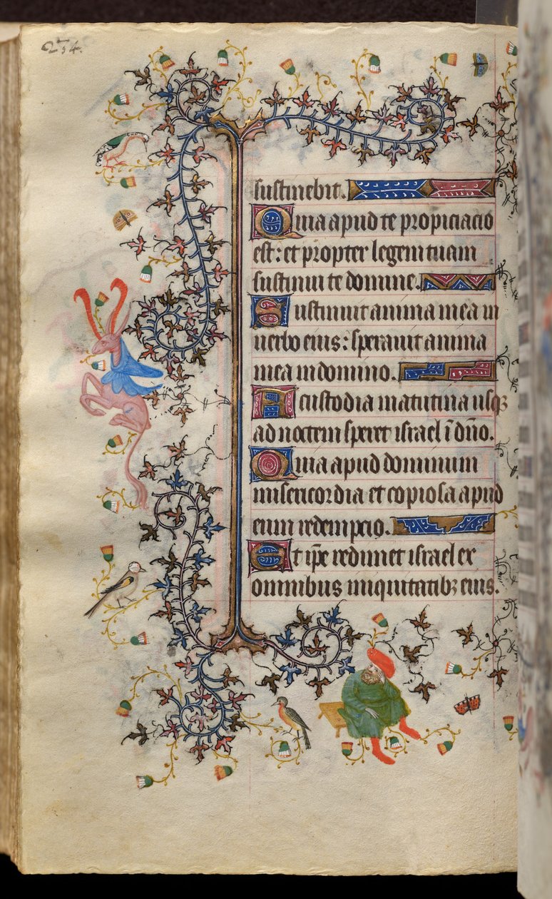 Navarran kuninkaan Kaarle Aatelisen (1361-1425) tunnit: fol. 117v, teksti tekijältä Master of the Brussels Initials and Associates