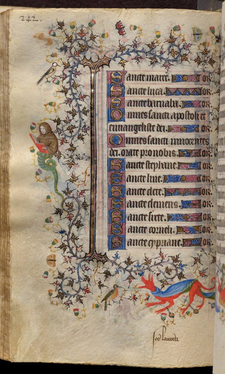 Navarran kuninkaan Kaarle Aatelisen (1361-1425) tunnit: fol. 121v, teksti tekijältä Master of the Brussels Initials and Associates