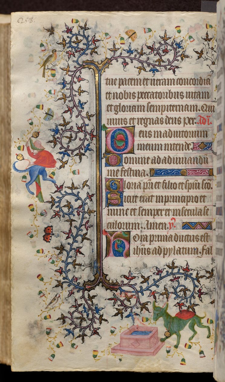 Navarran kuninkaan Kaarle Aatelisen (1361-1425) tunnit: fol. 129v, teksti tekijältä Master of the Brussels Initials and Associates