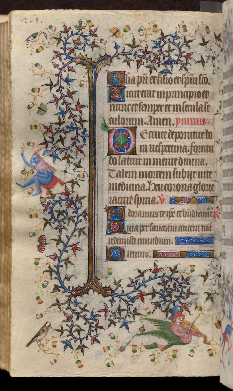 Navarran kuninkaan Kaarle Aatelisen (1361-1425) tunnit: fol. 134v, teksti tekijältä Master of the Brussels Initials and Associates