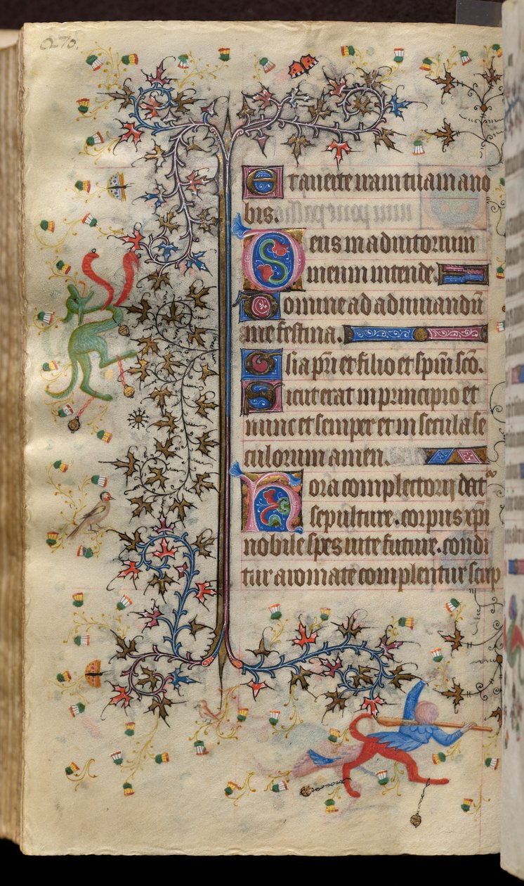 Navarran kuninkaan Kaarle Jalon (1361-1425) tunnit: fol. 135v, teksti tekijältä Master of the Brussels Initials and Associates