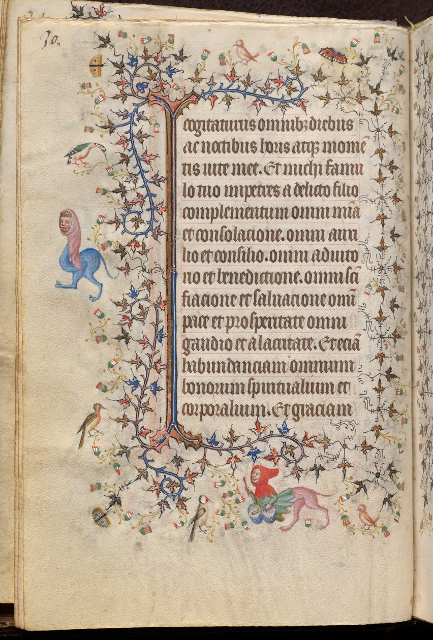 Navarran kuninkaan Kaarle Jalon (1361-1425) tunnit: fol. 15v, teksti tekijältä Master of the Brussels Initials and Associates
