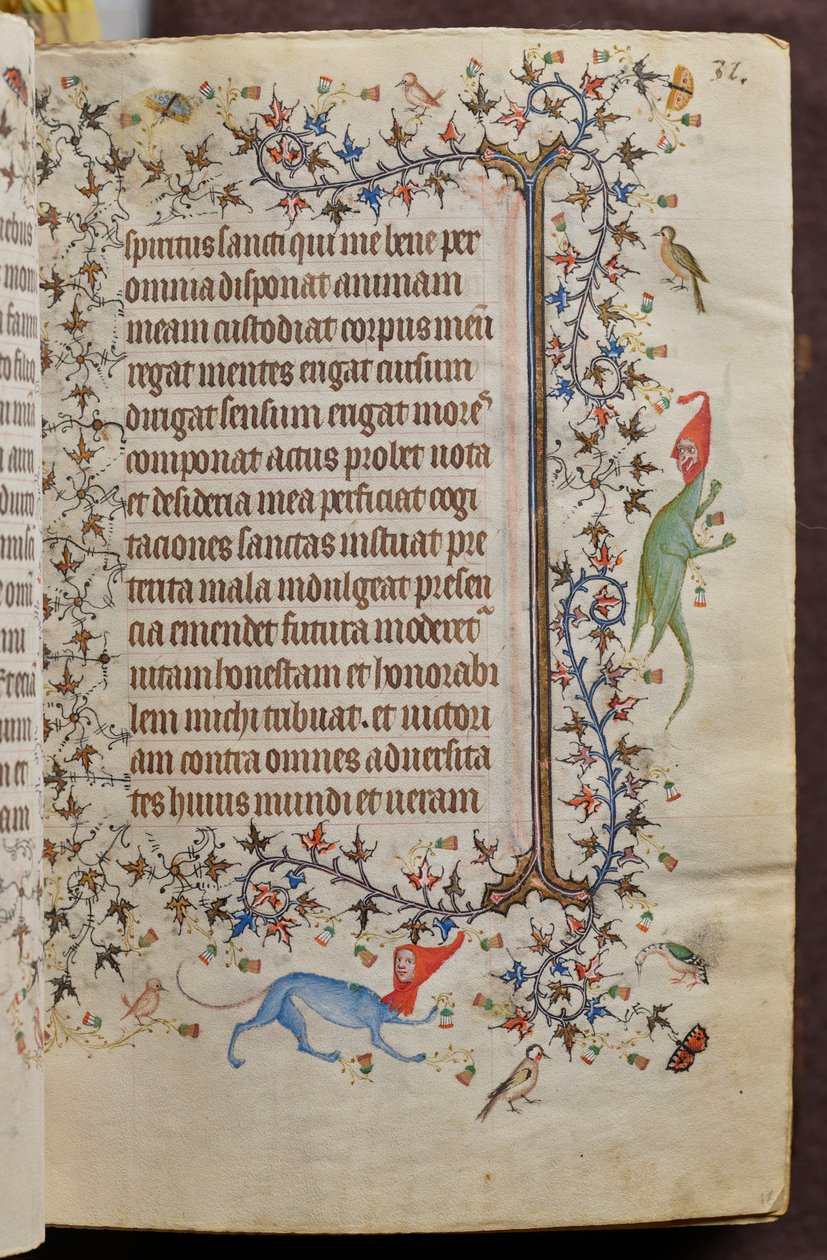 Navarran kuninkaan Kaarle Aatelisen (1361-1425) tunnit: fol. 16r, teksti tekijältä Master of the Brussels Initials and Associates