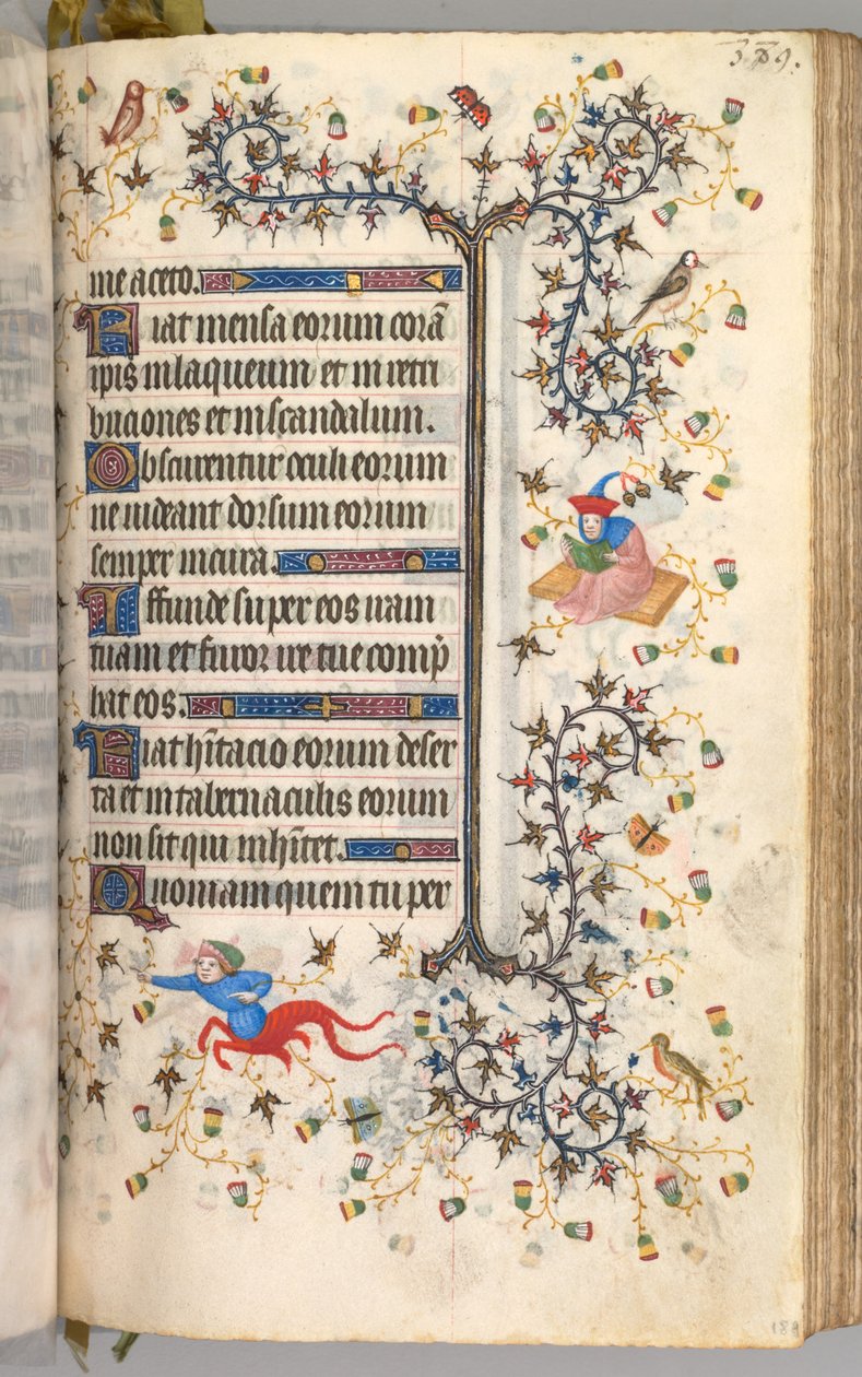 Navarran kuninkaan Kaarle Aatelisen (1361-1425) tunnit: fol. 189r, teksti tekijältä Master of the Brussels Initials and Associates