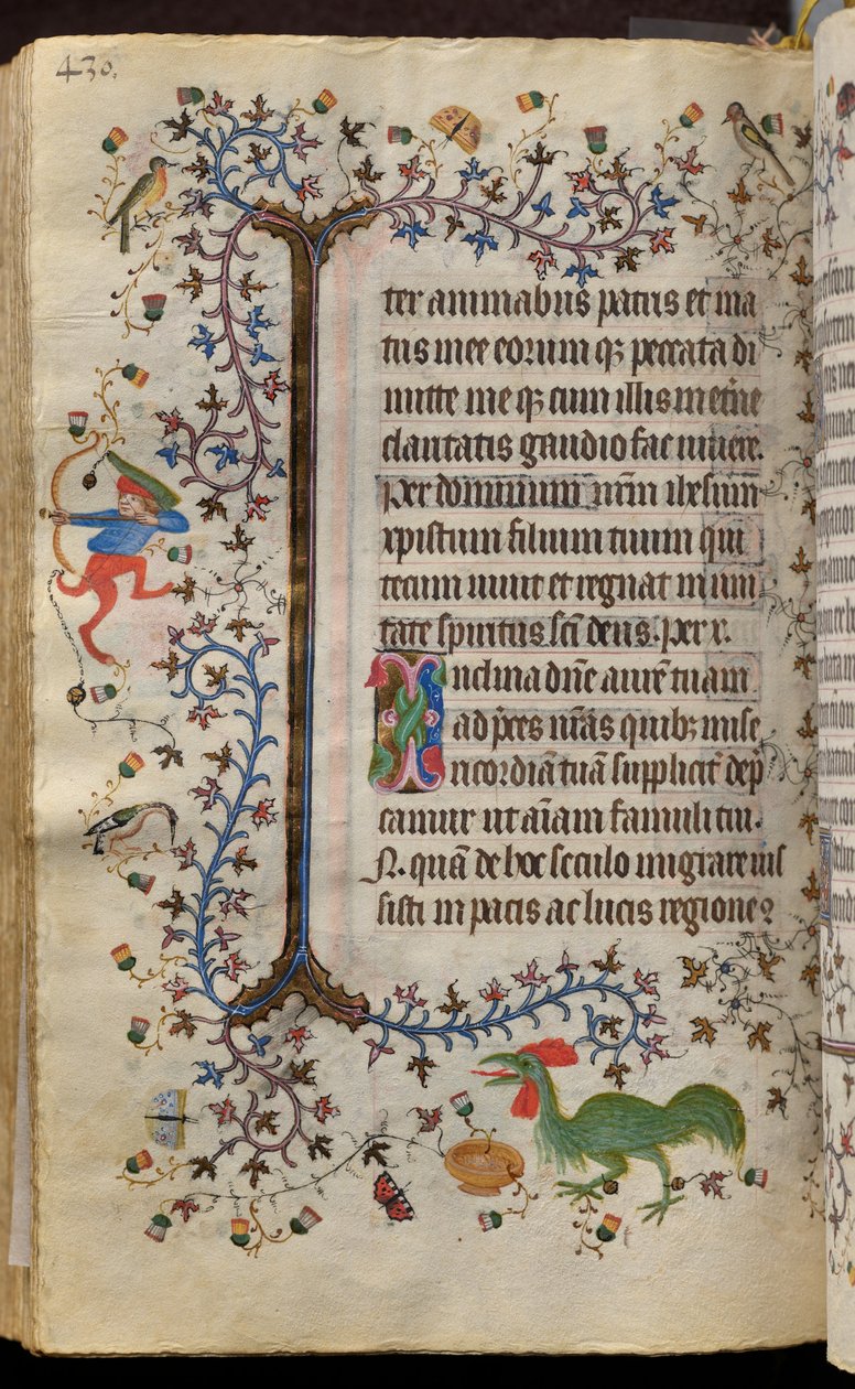 Navarran kuninkaan Kaarle Aatelisen (1361-1425) tunnit: fol. 209v, teksti tekijältä Master of the Brussels Initials and Associates