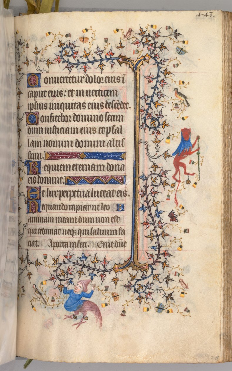 Navarran kuninkaan Kaarle Aatelisen (1361-1425) tunnit: fol. 216r, teksti tekijältä Master of the Brussels Initials and Associates