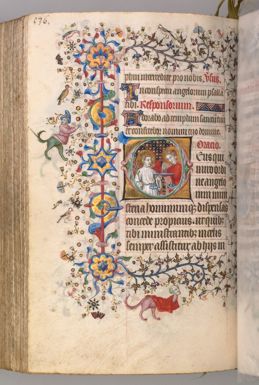 Navarran kuninkaan Kaarle Aatelisen (1361-1425) tunnit: fol. 262v, teksti tekijältä Master of the Brussels Initials and Associates