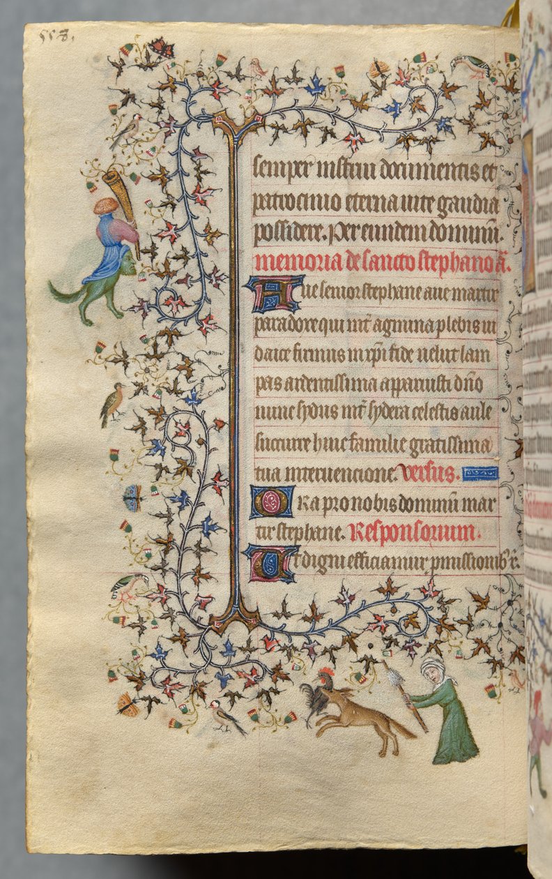 Navarran kuninkaan Kaarle Aatelisen (1361-1425) tunnit: fol. 273v, teksti tekijältä Master of the Brussels Initials and Associates