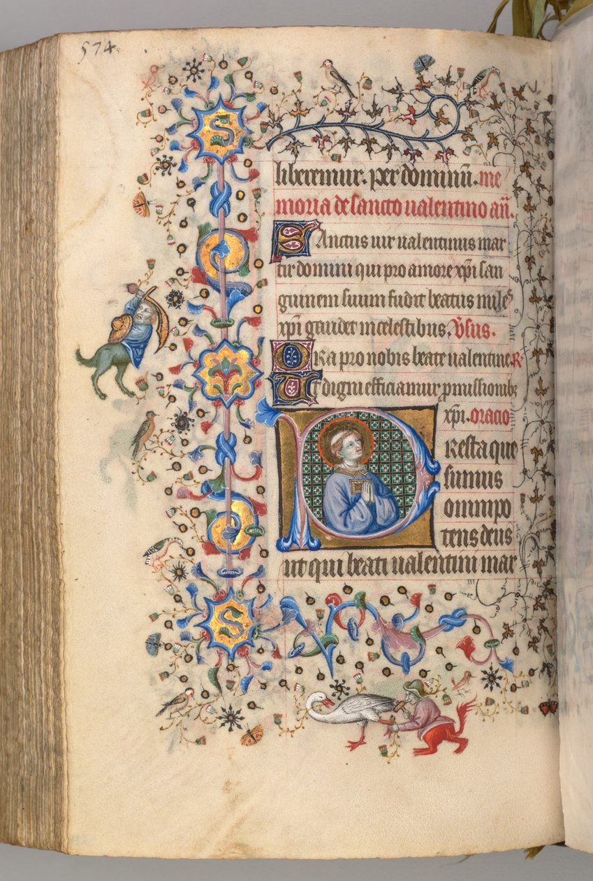 Navarran kuninkaan Kaarle Aatelisen (1361-1425) tunnit: fol. 281v, Pyhä Valentinus. tekijältä Master of the Brussels Initials and Associates