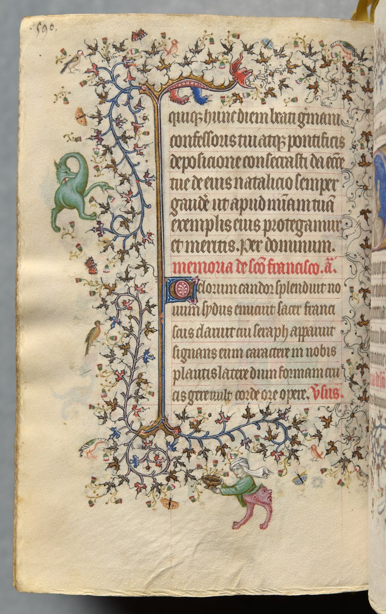Navarran kuninkaan Kaarle Aatelisen (1361-1425) tunnit: fol. 289v, teksti tekijältä Master of the Brussels Initials and Associates