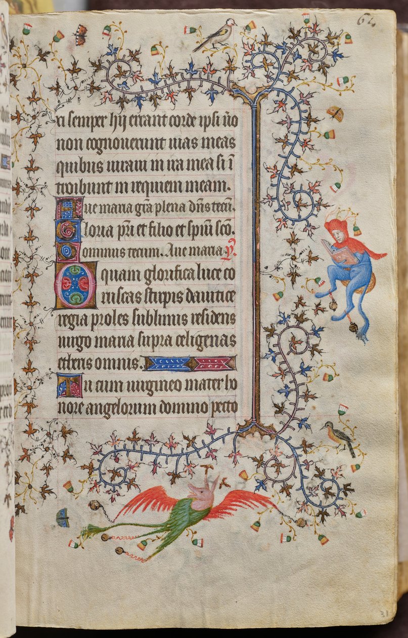 Navarran kuninkaan Kaarle Aatelisen (1361-1425) tunnit: fol. 31r, teksti tekijältä Master of the Brussels Initials and Associates