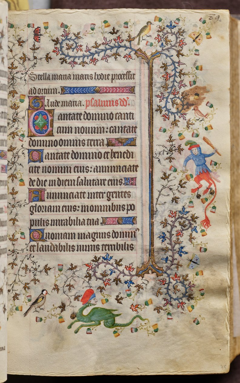 Navarran kuninkaan Kaarle Aatelisen (1361-1425) tunnit: fol. 45r, teksti tekijältä Master of the Brussels Initials and Associates