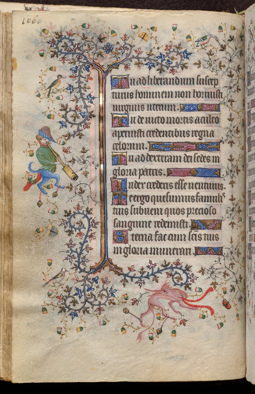 Navarran kuninkaan Kaarle Aatelisen (1361-1425) tunnit: fol. 53v, teksti tekijältä Master of the Brussels Initials and Associates