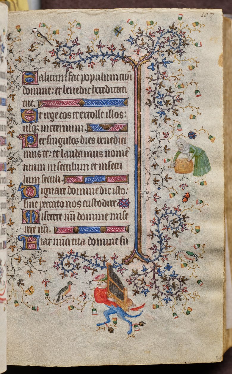 Navarran kuninkaan Kaarle Aatelisen (1361-1425) tunnit: fol. 54r, teksti tekijältä Master of the Brussels Initials and Associates