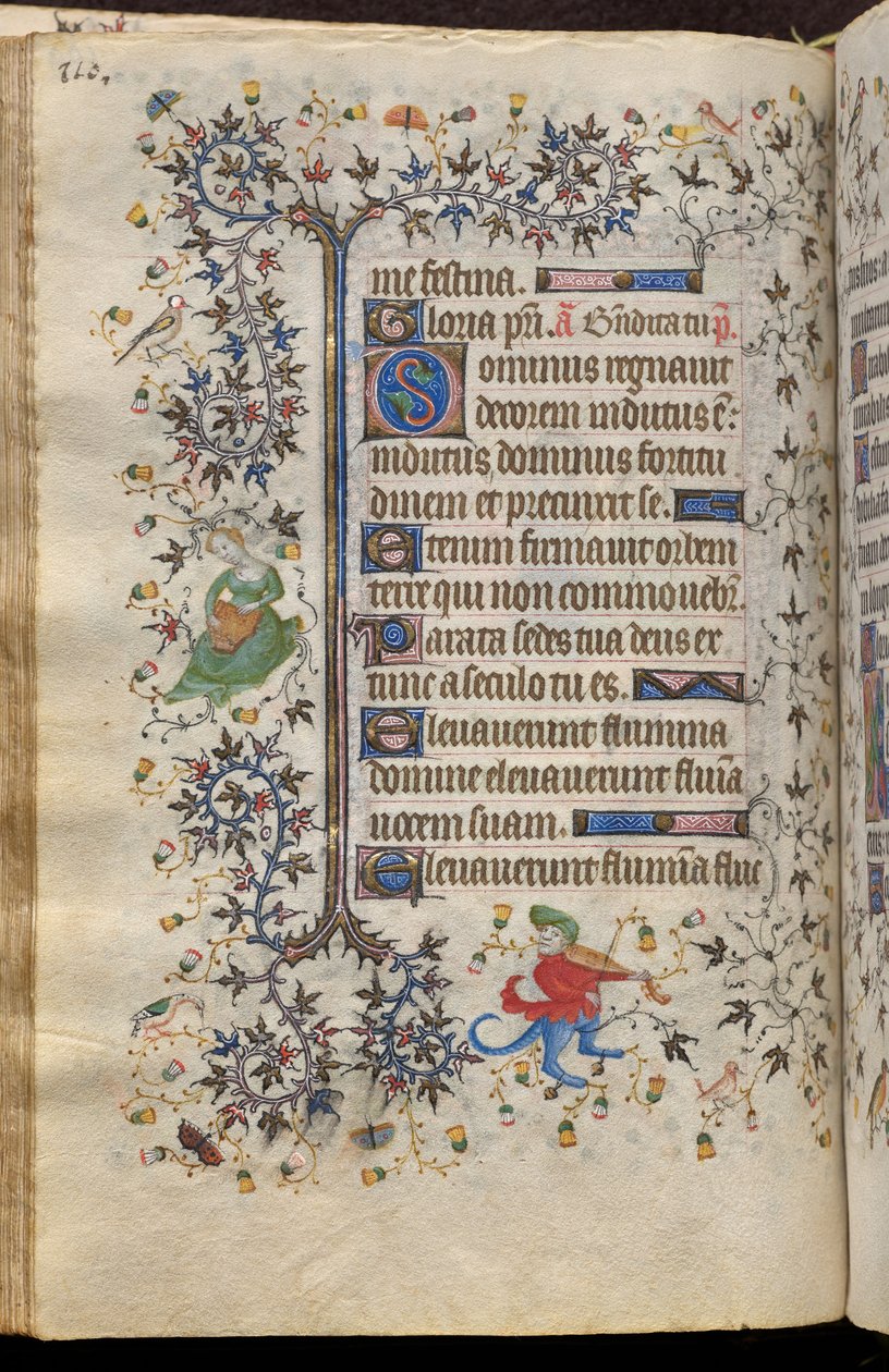 Navarran kuninkaan Kaarle Aatelisen (1361-1425) tunnit: fol. 55v, teksti tekijältä Master of the Brussels Initials and Associates