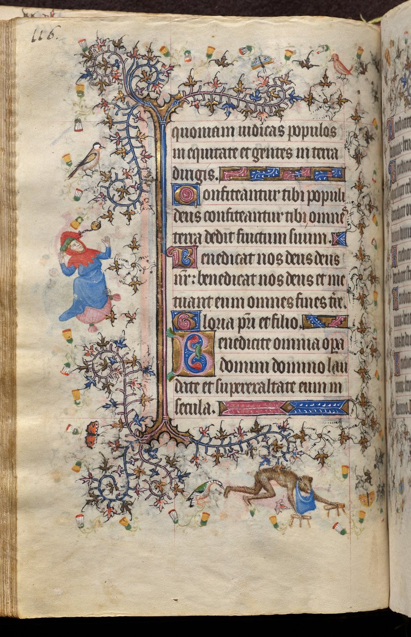 Navarran kuninkaan Kaarle Aatelisen (1361-1425) tunnit: fol. 58v, teksti tekijältä Master of the Brussels Initials and Associates