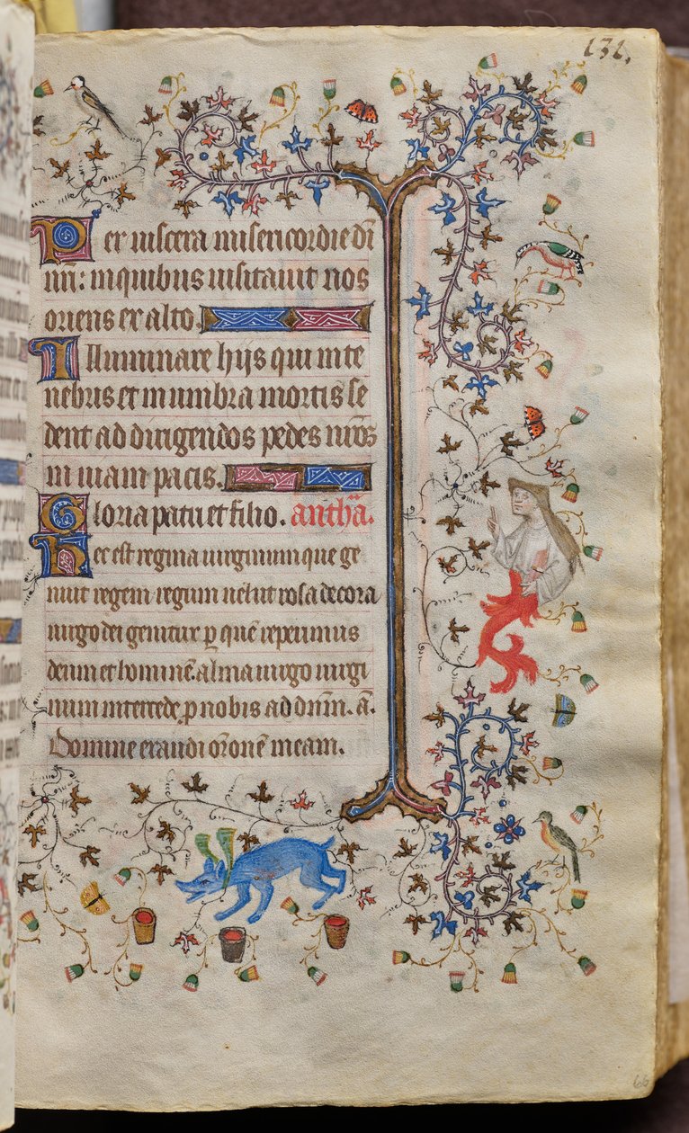 Navarran kuninkaan Kaarle Aatelisen (1361-1425) tunnit: fol. 66r, teksti tekijältä Master of the Brussels Initials and Associates