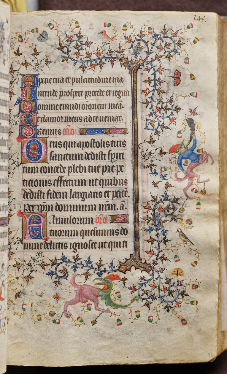 Navarran kuninkaan Kaarle Aatelisen (1361-1425) tunnit: fol. 73r, teksti tekijältä Master of the Brussels Initials and Associates