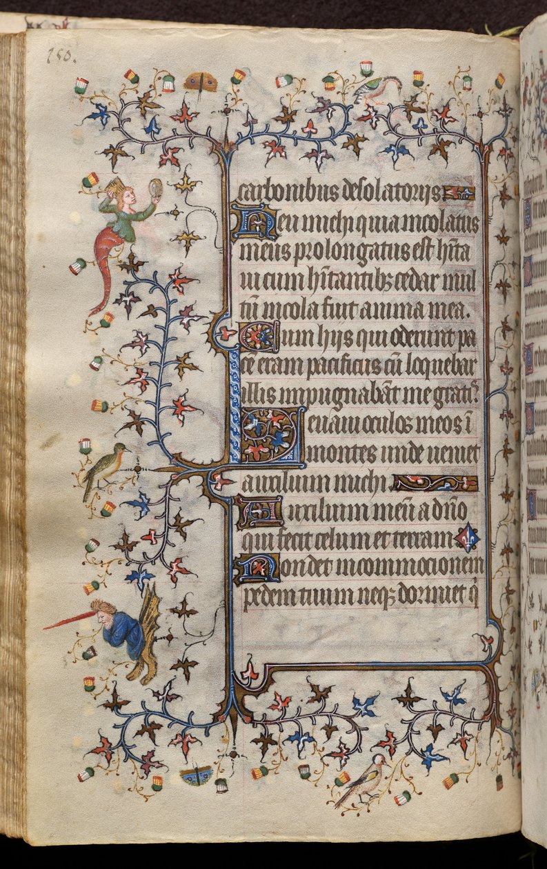 Navarran kuninkaan Kaarle Aatelisen (1361-1425) tunnit: fol. 75v, teksti tekijältä Master of the Brussels Initials and Associates