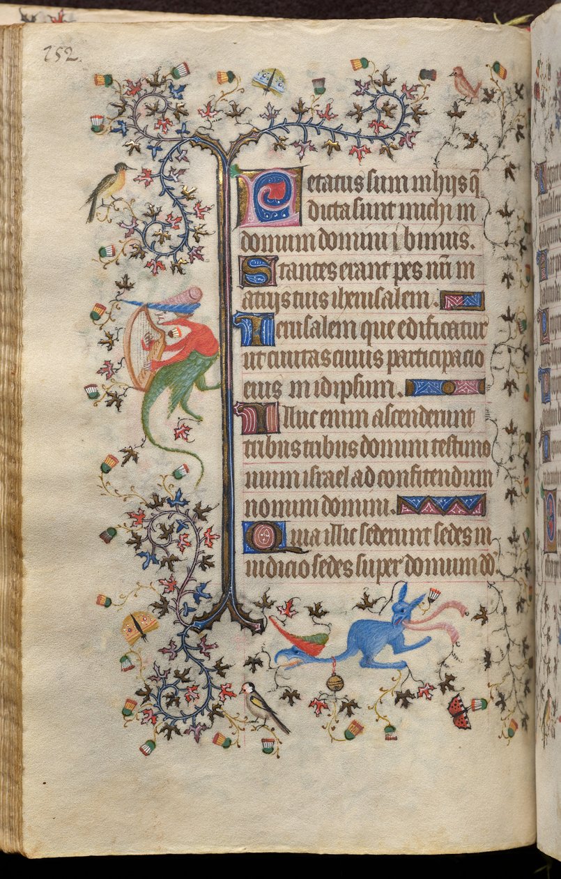 Navarran kuninkaan Kaarle Aatelisen (1361-1425) tunnit: fol. 76v, teksti tekijältä Master of the Brussels Initials and Associates