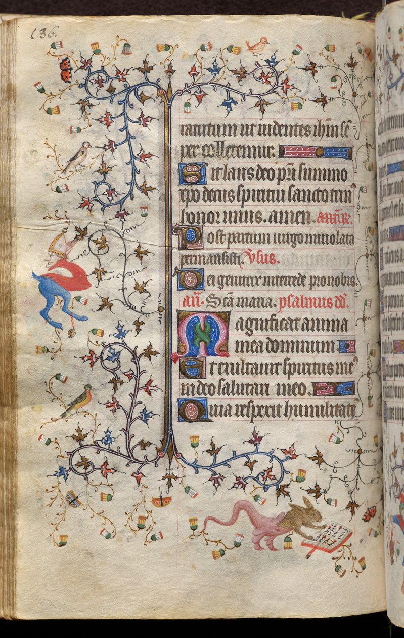Navarran kuninkaan Kaarle Aatelisen (1361-1425) tunnit: fol. 93v, teksti tekijältä Master of the Brussels Initials and Associates
