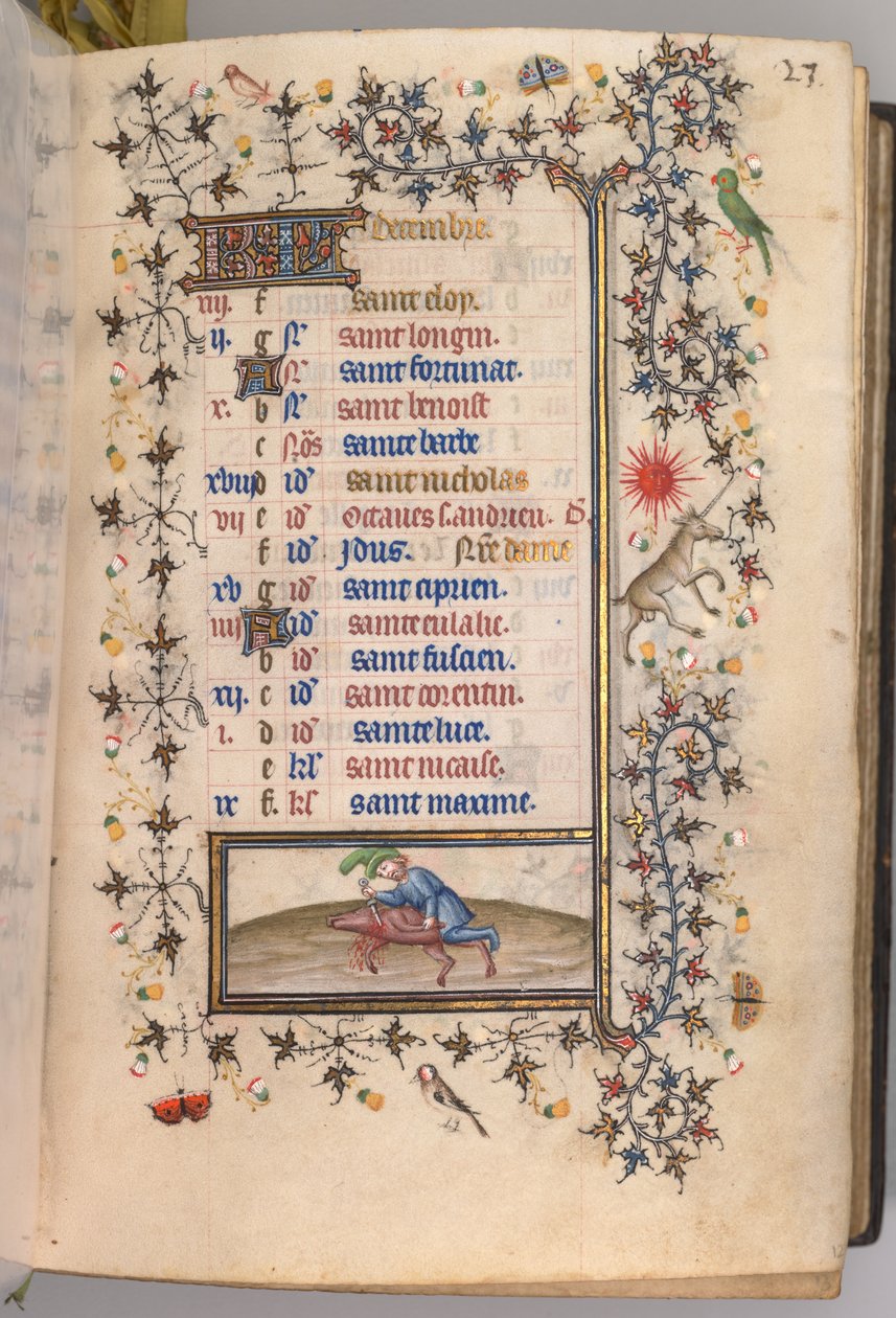 Kaarle Aatelisen, Navarran kuninkaan tunnit 1361-1425: fol. 12. joulukuuta, n. 1405. tekijältä Master of the Brussels Initials and Associates